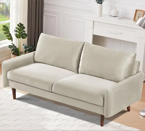 Miniatura 6 de Container Furniture Direct Kent - Sofá de terciopelo para salas de estar modernas y espacios compactos, cómodo sofá de 3 plazas, muebles de estudio