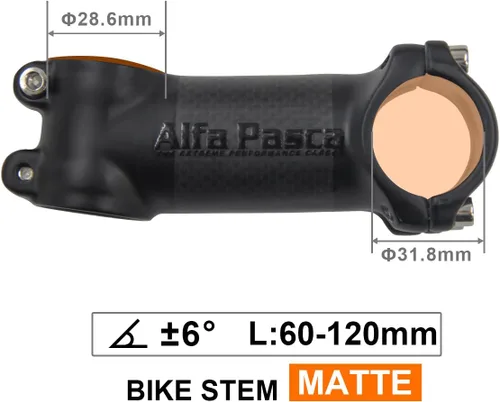 Miniatura 3 de Alfa Pasca Carbon Road Bike Stem MTB Carbon Stem Carbon Fiber Road Bicycle Stem Carbon Fiber+Aluminum Alloy 25.4 Stem 50/60/70/80mm