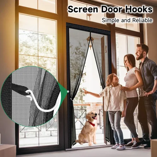 Miniatura 6 de HOFUDON Puerta mosquitera magnética mejorada, malla de fibra de vidrio resistente, imanes de tira completa de cierre rápido, cierre magnético