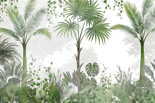Miniatura 7 de Toolhom - Mural de pared de bosque nebuloso, papel tapiz de paisaje natural abstracto, patrones de decoración de pared de fondo (no autoadhesivo)