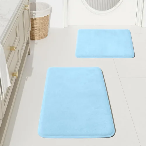 Miniatura 37 de HUXMEYSON Juego de alfombras de baño de 2 piezas, juego de alfombrillas antideslizantes y de secado rápido, alfombras de baño ultra suaves de Negro