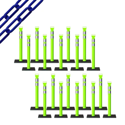 Miniatura 74 de Trafford Industrial - Juego de 20 postes de delineador de 45 pulgadas, collares reflectantes de 3 pulgadas, base de goma de 10 libras