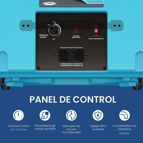 Miniatura 4 de ALORAIR Depurador de aire con filtración de 3 etapas, máquina de aire negativo apilable para uso industrial y comercial, filtro de aire resistente