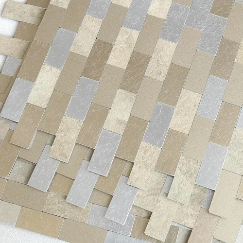 BeNice Azulejos de metal para salpicaduras de cocina, despegar y pegar, azulejos de pared de baño, color beige (10 hojas)