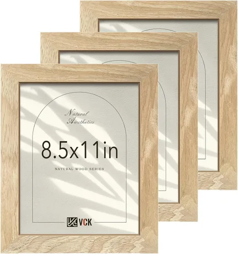 Miniatura 54 de VCK Juego de 3 portarretratos de madera negra de 8 x 10 pulgadas con exclusiva veta de madera, marco para el hogar, estudio y galería, mesa o colgar