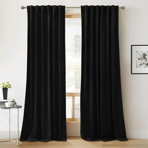 Miniatura 79 de RYB HOME - Cortinas de terciopelo beige, cortinas decorativas resistentes con pestaña trasera, cubierta de privacidad para oscurecer habitación