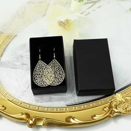 Miniatura 6 de 14K Gold Plated Silver Rose Gold Teardrop Filigree Dangle Earrings Lightweight Leaf Drop Earrings for Christmas Gift