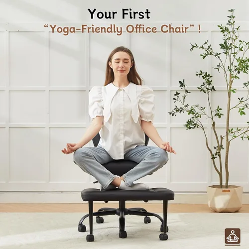 Miniatura 6 de Silla de oficina Criss Cross, silla para TDAH con reposapiés ajustable, silla de meditación giratoria de 360°, diseño flexible para el hogar, silla