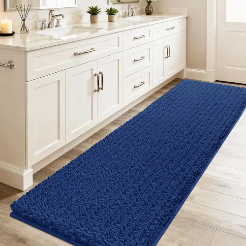 Miniatura 13 de ACCUMTEK - Juego de 2 alfombras de baño de lujo en color beige de 32"x20"+24"x17", alfombras de baño ultra suaves y gruesas absorbentes, alfombra