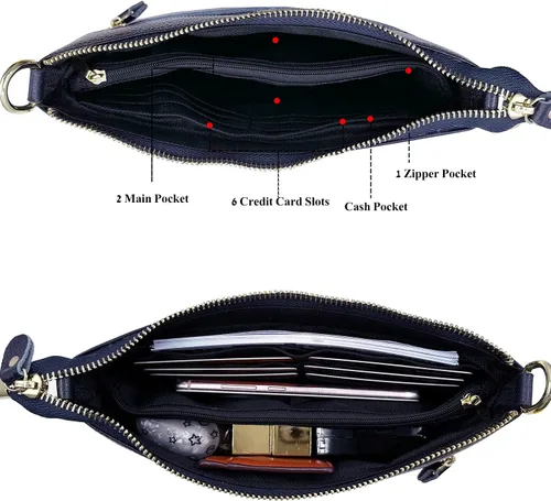 Miniatura 4 de Beurlike Cartera de cuero para mujer, bolso cruzado pequeño para teléfono