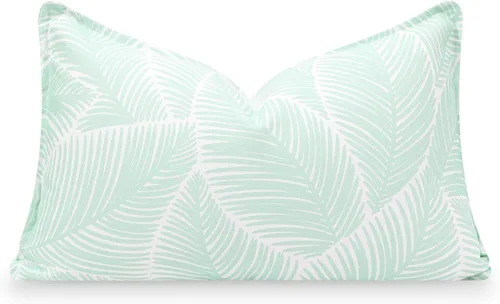Miniatura 10 de Hofdeco Premium Solo funda de almohada lumbar para patio costero de otoño, 12 x 20 pulgadas, repelente al agua para patio trasero, sofá, borla
