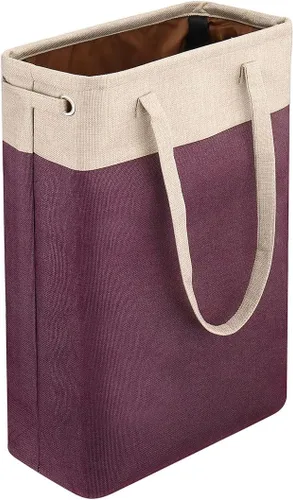 Miniatura 15 de Cesta de ropa sucia con asas beige y marrón, cesta de lavandería delgada plegable, cesta de ropa sucia estrecha, bolsa de lavandería plegable, cesto
