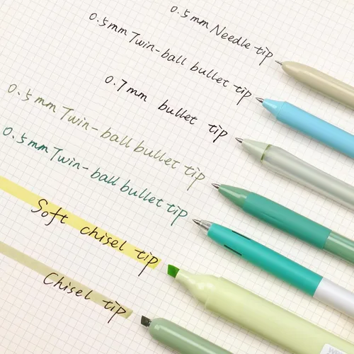 Miniatura 3 de WRITECH Bolígrafos de Gel para Diario y Resaltar: Set de Diario Estético, Colores Pastel Surtidos, Tinta de 0.5mm de Punta Fina, Retráctil, Verde