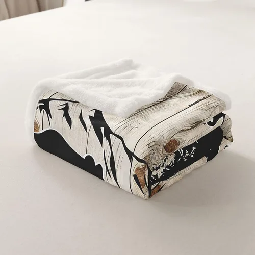 Miniatura 5 de Manfei Manta de oso negro con silueta de árbol para sofá, manta de cama temática de aventura de montaña para niños y adolescentes, decoración