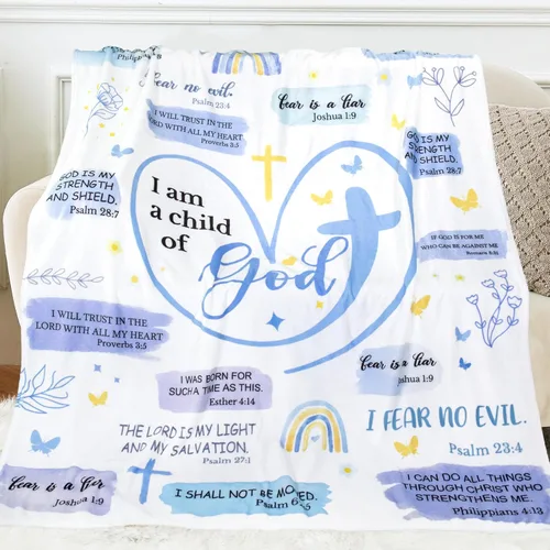 Miniatura 3 de Regalos de bautismo para niña, regalos cristianos para mujeres, manta con la frase "I Am a Child of God", regalos de primera comunión para niñas