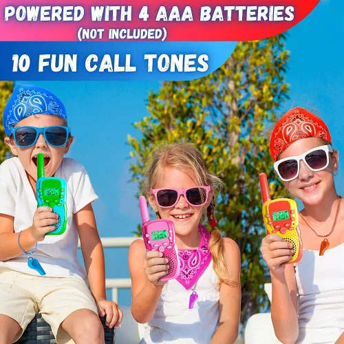 Miniatura 6 de Waka Waka Walkie Talkies para niños (paquete de 3, amarillo, rojo, verde) - Juego de walkie talkie bidireccional de largo alcance con bandanas