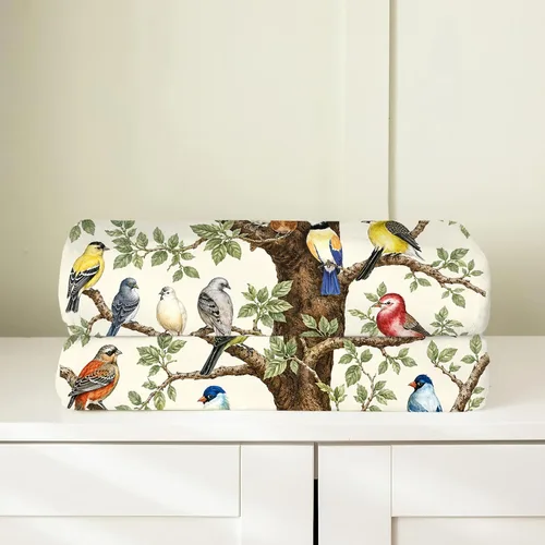 Miniatura 8 de Bird Blanket, Colorful Songbird Throw Blanket, Nature Botanical Birds Gifts Blankets Stuff Fleece Flannel Plush Bedding for Bird Lover Women Men