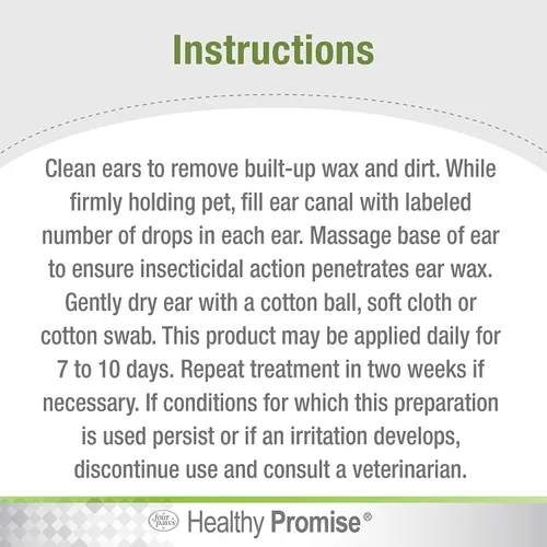 Miniatura 4 de Four Paws Healthy Promise - Solución calmante de aloe para ácaros de oído para gatos, reduce el olor y alivia la picazón, 0.75 onzas líquidas