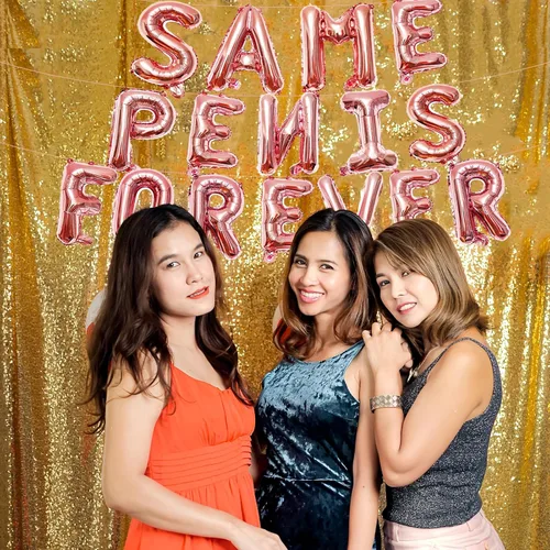 Miniatura 5 de Globos colgantes de 16 pulgadas con texto en inglés "Same Forever", globos de letras de aluminio de oro rosa para bodas, despedidas de soltera