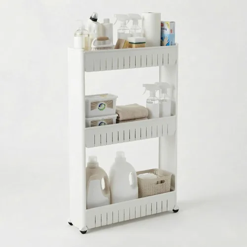 Lavish Home Carrito con ruedas de 3 niveles, carrito organizador de estantes de cocina o baño de espacio estrecho, estantes de almacenamiento