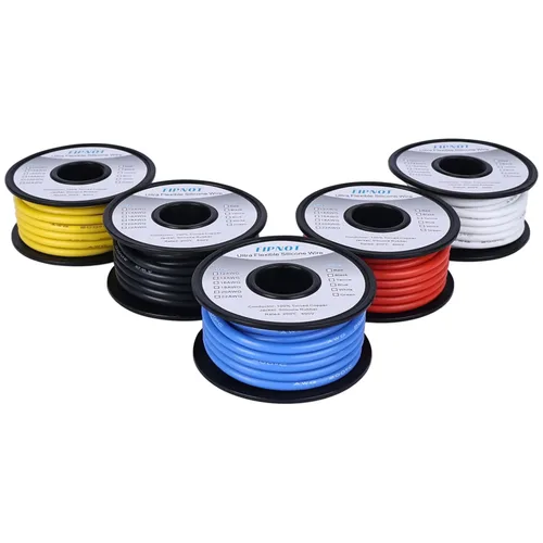 Miniatura 36 de Cable de 8 AWG Alambre Calibre 8 de Silicona - Carrete Negro de 25 pies, Alambre de Cobre Estañado Trenzado Extra Flexible 8AWG para Soldadura 200℃