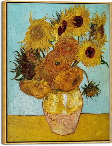 Miniatura 10 de Wieco Art Arte de pared enmarcado de girasol por Vincent Van Gogh Pinturas Reproducción abstractas impresiones en lienzo para decoración del hogar