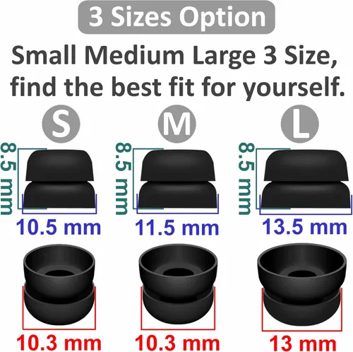 Miniatura 3 de Doble brida compatible con puntas de oído Soundcore Space A40, accesorios de silicona de repuesto para reducir el ruido, accesorios compatibles