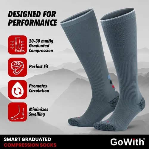 Miniatura 18 de GoWith Compression Socks for Men & Women, Cushioned 20-30 mmHg Graduated Compression Running Socks, Athletic Knee High Socks