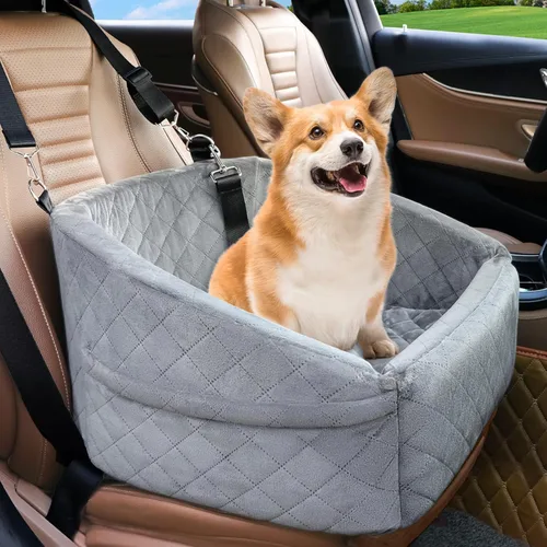 Miniatura 7 de NEEZUKAR Asiento de automóvil para perros pequeños, asiento elevador desmontable y lavable para perros de menos de 30 libras, asiento de automóvil