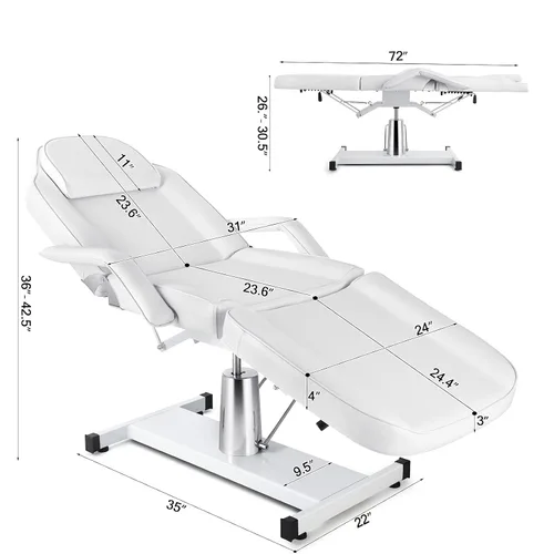 Miniatura 5 de Artist hand Mesa facial hidráulica, silla de tatuaje, cama de masaje ajustable profesional para esteticista, belleza, spa, cama de pestañas