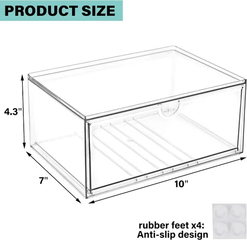 Miniatura 3 de Prsildan Organizador de maquillaje acrílico, cajones de almacenamiento transparentes apilables para biberones, organizadores de escritorio