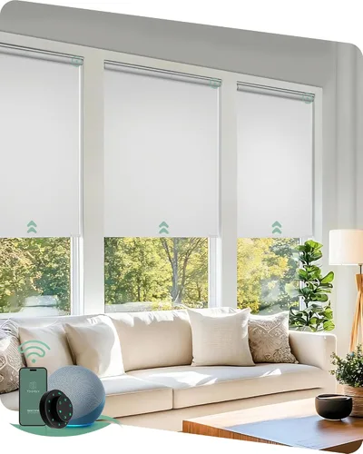 Miniatura 32 de Yoolax - cortinas enrollables motorizadas sin cenefa Vinilo opaco gris claro