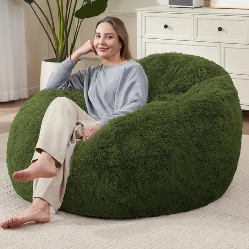 Miniatura 9 de Bean Bag Cover (No Filler) Soft Faux Fur Stuffed Animal Bean Bag Storage, Fluffy Plush Bean Bag Chair Cover Washable, Comfy Bean Bag Covers for Dark