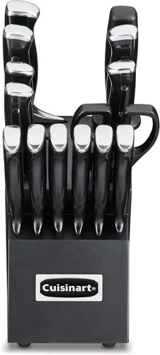 Miniatura 2 de Cuisinart Juego de cuchillos de 15 piezas con bloque, acero inoxidable de alto carbono, remache triple forjado, negro/negro C77BTR-15PBK