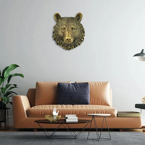 Miniatura 5 de MagiDeal Taxidermia grande de cabeza de animales falsos montada en la pared, decoración rústica de granja, decoración de pared, oso