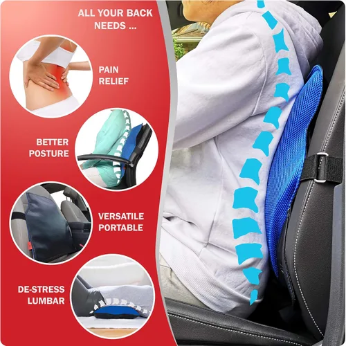 Miniatura 2 de AJUVIA JazzRX - Cojín para silla de oficina 3 en 1 para alivio inmediato del dolor, tecnología de células de aire, almohada lumbar ortopédica