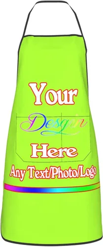 Miniatura 36 de Delantal de diseño personalizado para mujeres y hombres con bolsillos, delantal de cocina personalizado, diseño de logotipo de texto