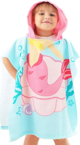 Miniatura 5 de NovForth Toalla de Playa para Niños y Niñas, Envoltorio de Toalla de Baño con Capucha de Sirena, Toalla de Piscina para Niños Pequeños con Capucha