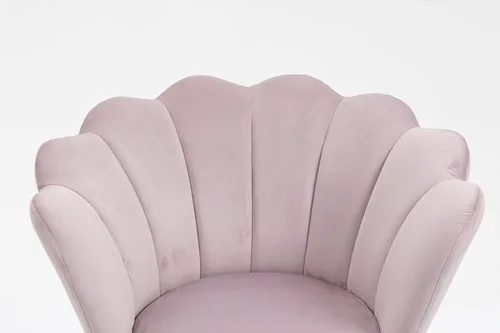 Miniatura 7 de Silla cómoda de oficina en casa con ruedas, linda silla de escritorio de tocador giratoria ajustable de terciopelo con respaldo de concha marina