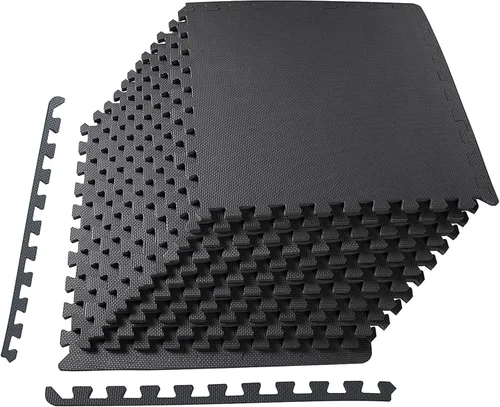 Miniatura 9 de BalanceFrom Tapete de Azulejos de Espuma EVA Entrelazada para Ejercicio de 24 x 24 pulgadas, suelo de rompecabezas antideslizante para gimnasio