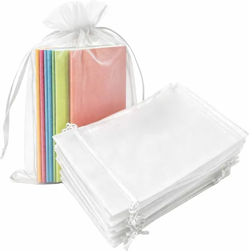 Miniatura 33 de Paquete de 50 bolsas de organza de regalo con cordón verde de 4 x 6 pulgadas para baby shower, Navidad, cumpleaños de bebé, recuerdo de fiesta