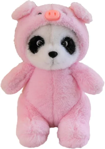 Miniatura 9 de Lindo panda de peluche para cosplay como conejo marrón, juguete de peluche suave de panda en disfraz de conejo, juguetes de peluche para niños de 12