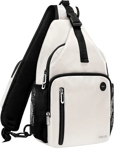 Miniatura 17 de MOSISO Mochila tipo bandolera, bolsa de hombro cruzada, bolsa de viaje para senderismo, bolsa de pecho con bolsillo frontal cuadrado y puerto