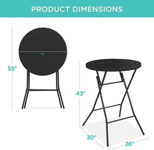 Miniatura 2 de Best Choice Products Mesa plegable de altura de barra de 32 pulgadas, accesorio redondo para interiores y exteriores, para patio, patio, comedor