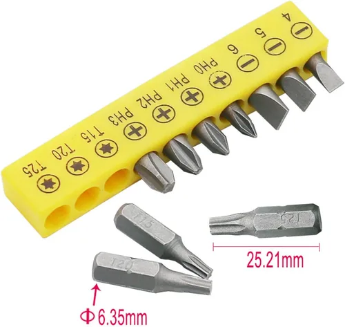 Miniatura 3 de Cuifati Llave en forma de L, llave hexagonal en forma de L de 1/4 de pulgada, cabezal doble con varias puntas de destornillador, herramienta