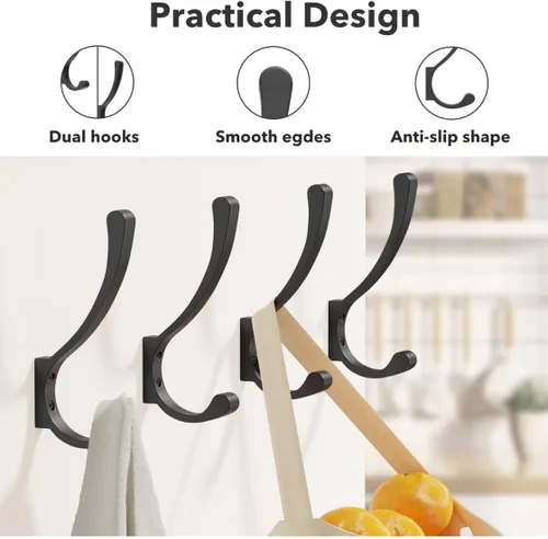 Miniatura 2 de saffruff Ganchos de montaje en pared, ganchos de metal resistentes para colgar ropa, mochila, bolsa, toalla y chaqueta, fuerte gancho de armario