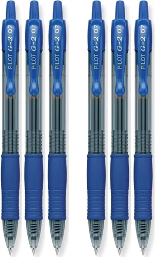 PILOT G2 Premium - Bolígrafos de gel de bola rodante recargables y retráctiles, punta fina, tinta azul, paquete de 6