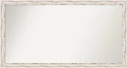 Miniatura 475 de Amanti Art Espejo de baño blanco para sobre el fregadero, 30 x 35 pulgadas, espejo de tocador rectangular estrecho de Eva de oro blanco, marco