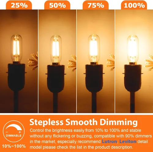 Miniatura 2 de Bombillas LED E12 Edison equivalente a 15 W, candelabro equivalente a 15 W, regulable, 2200 K, ámbar cálido, bombillas LED ámbar T6 ámbar 2 W 150 lm