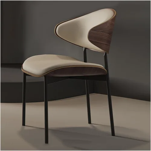 Miniatura 8 de sillas de comedor modernas de piel sintética, con respaldo alto, tapizada, para habitación, cocina, patas de metal y cocina moderna curvada (naranja)